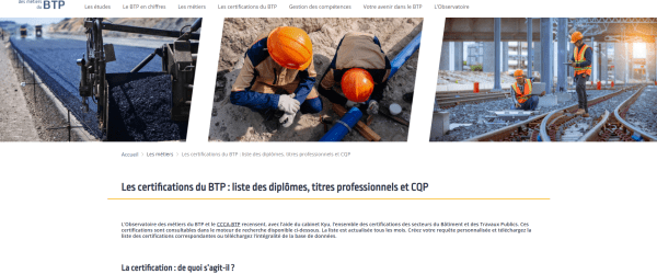 metiers btp