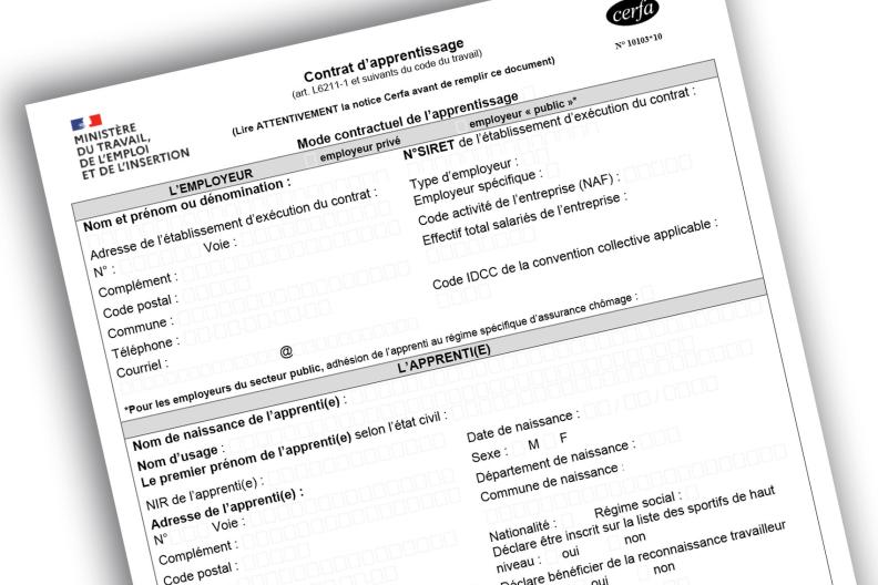 cerfa contrat d'apprentissage - Agrandir l'image, fenêtre modale
